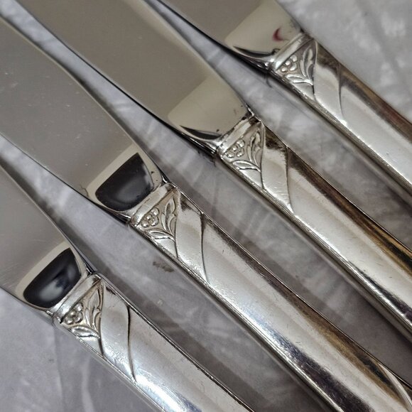 Oneida Silverplate Evening Star Dinner Knives 9" set-4 vintage 1950s - Picture 8 of 10